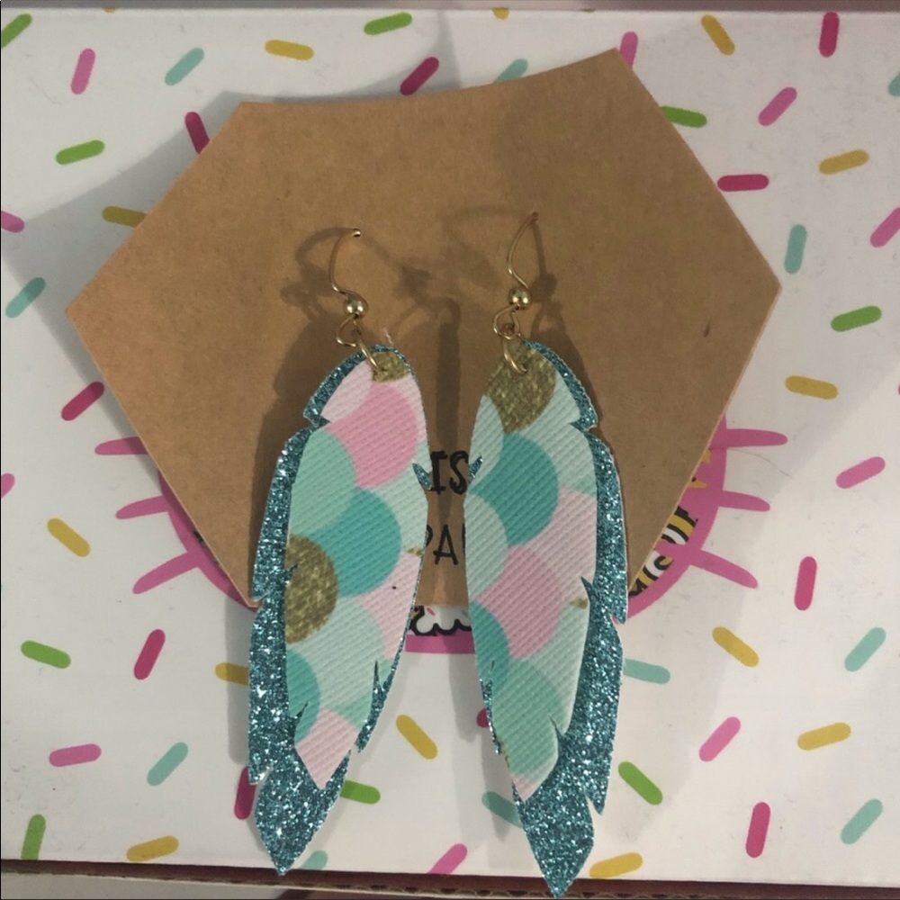 Handmade Faux Leather Feather Earrings